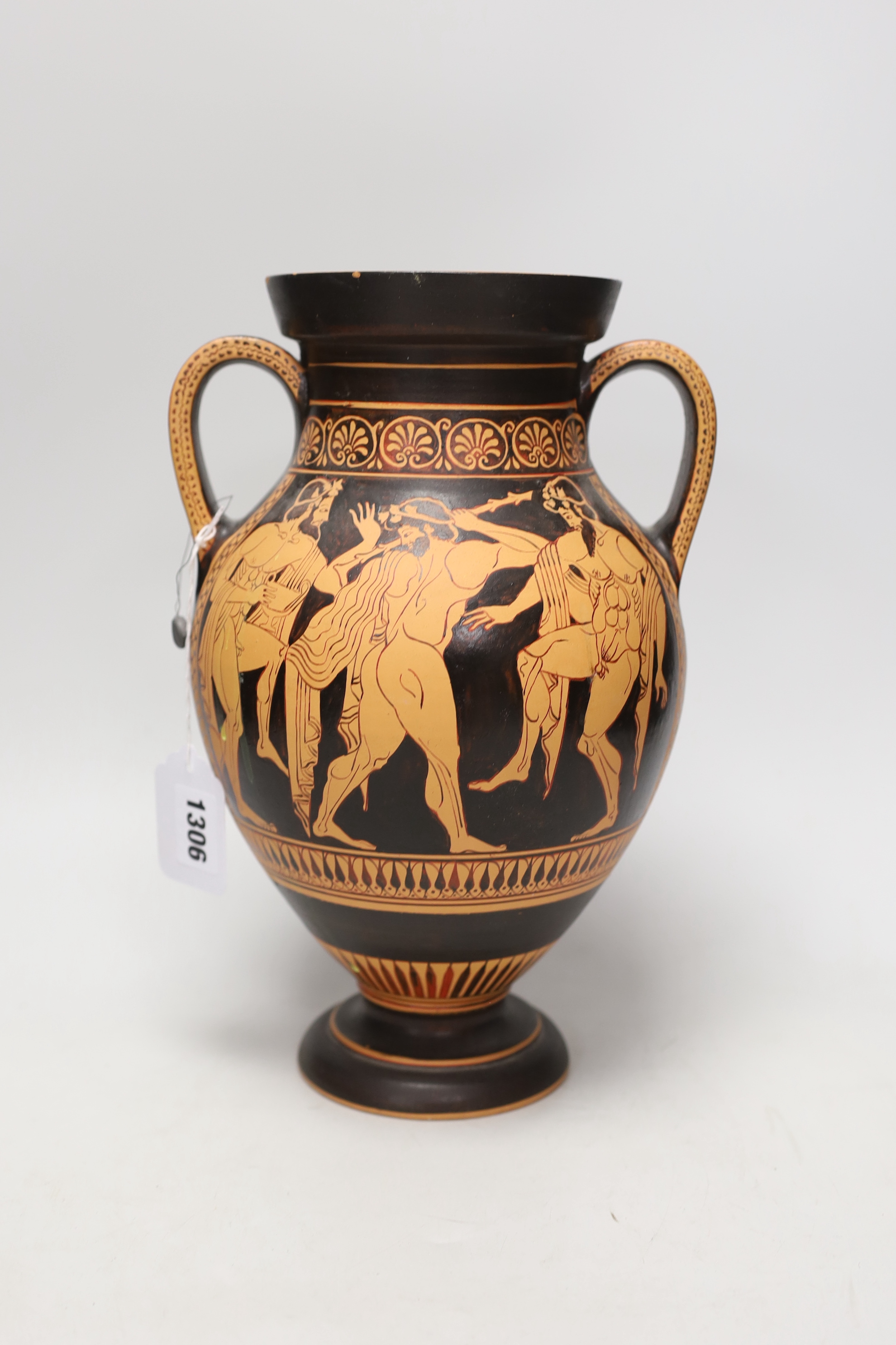 A Grecian style pottery amphora vase, 30cm